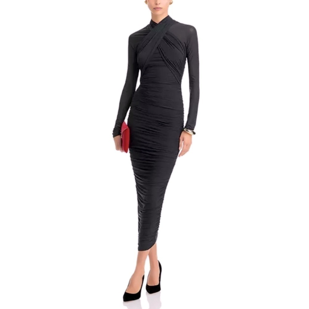 Ronny Kobo Afra Ruched Bodycon Dress in Navy XS - Picture 5 of 16